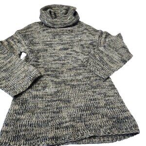 H&M Womens Size XS Turtleneck Sweater Alpaca Blend Gray White